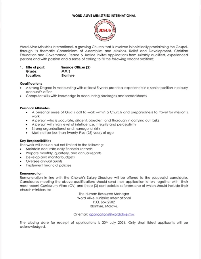 Finance officer 