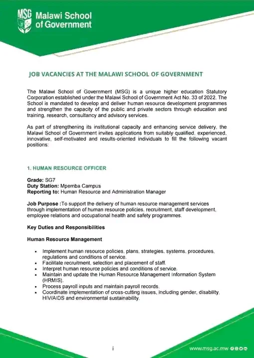  Multiple Positions: Human Resource Officer, Administrative Officer & Assistant Procurement and Disposal Officer