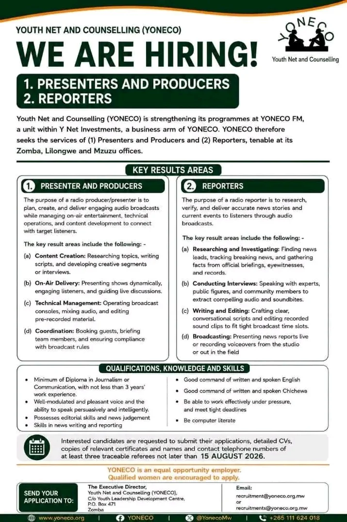 Multiple Positions: Presenters & Producers, Reporters