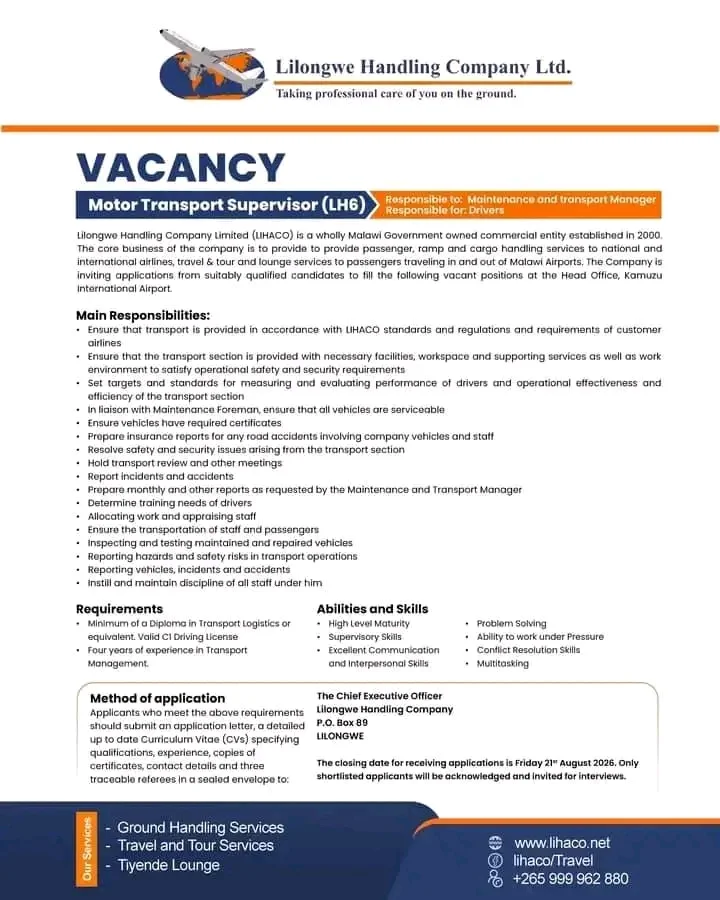 Motor Transport Supervisor (LH6)