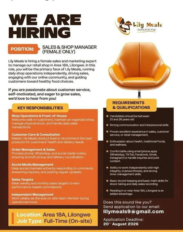 Sales & Shop Manager (Female Only)
