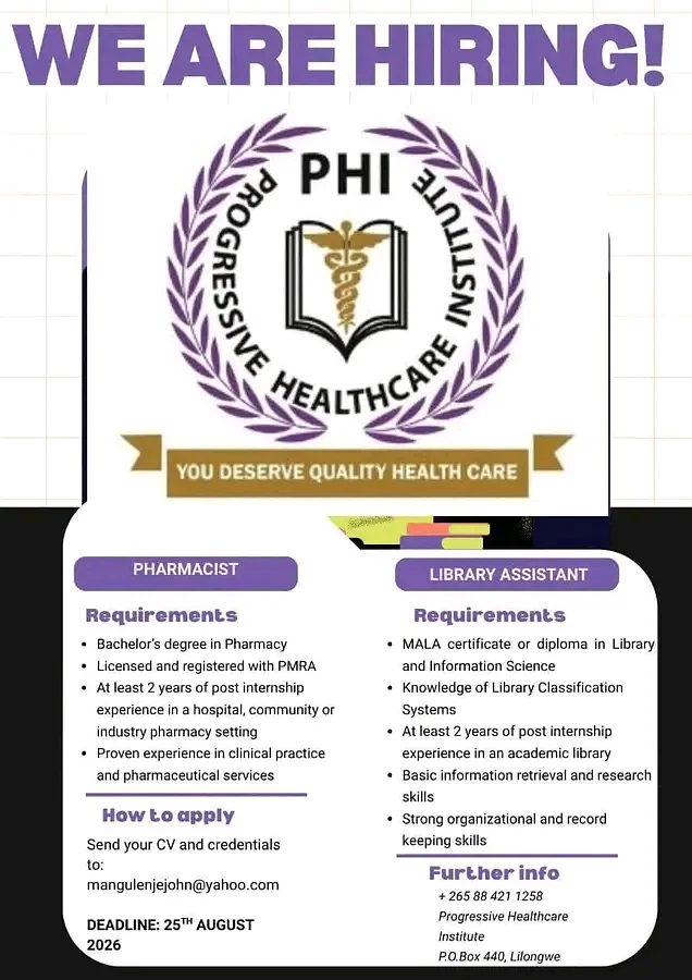 Multiple positions: Library Assistant and pharmacist 