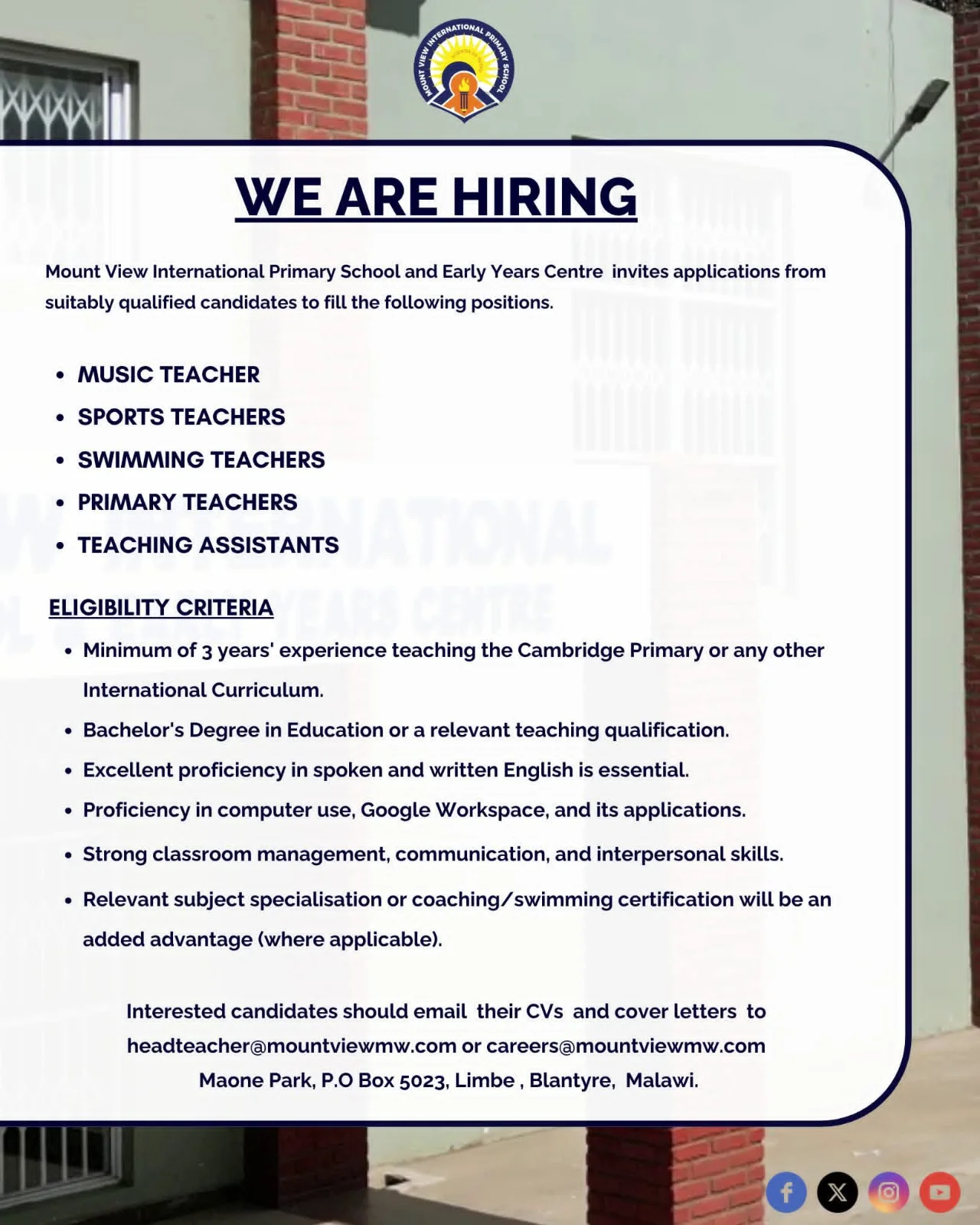 Music teachers, Sports teachers, Swimming teachers, Primary teachers and Teaching assistants