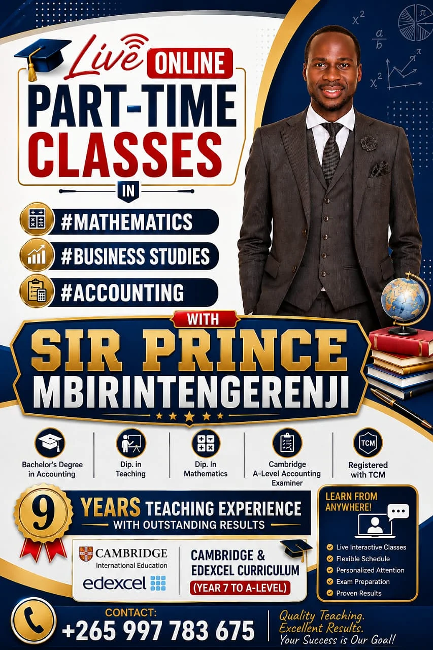High School Mathematics, Accounting and Business Studies Tutor in Malawi and Beyond 